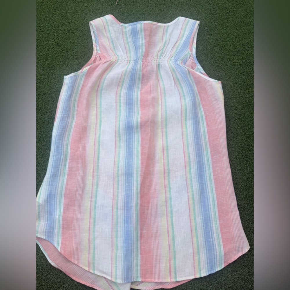 GAP Pastel Striped Sleeveless V-Neck Linen Top - Picture 5 of 5